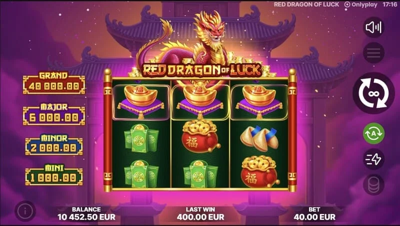 Red Dragon of Luck - стартување на функцијата Bonus Coin Game
